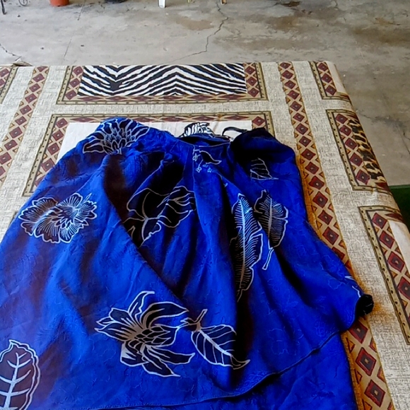 ANNE KLEIN BLUE SILK SKIRT - Picture 1 of 5
